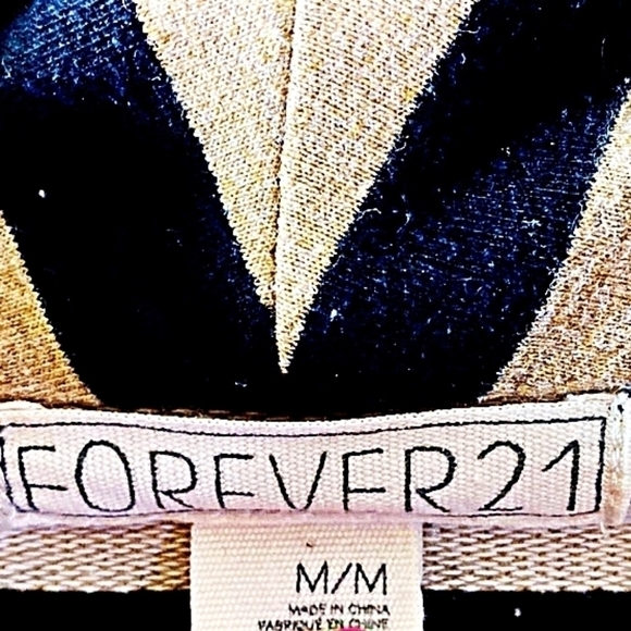 Forever 21 M Tan and Black Striped Open Front Blazer/Jacket with Pockets - Picture 3 of 5